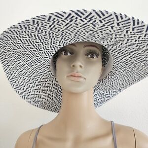 Primark Navy and White Wide Brim Straw Sun Hat